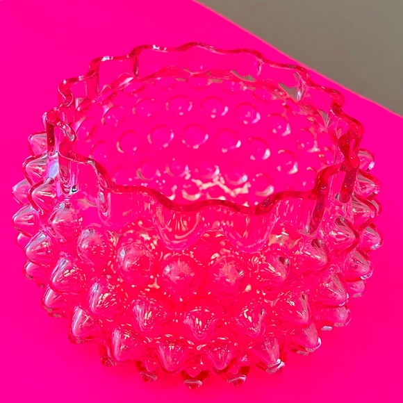 Pink Depression Glass Hobnail Bowl Candy Dish Trinket approx 7”x3.5” Vintage - Picture 9 of 12